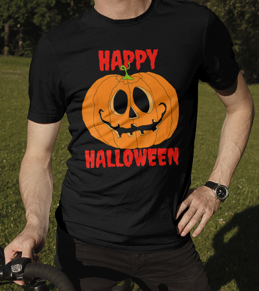 Happy Halloween Big Orange Jack O Lantern Pumpkin T-Shirt
