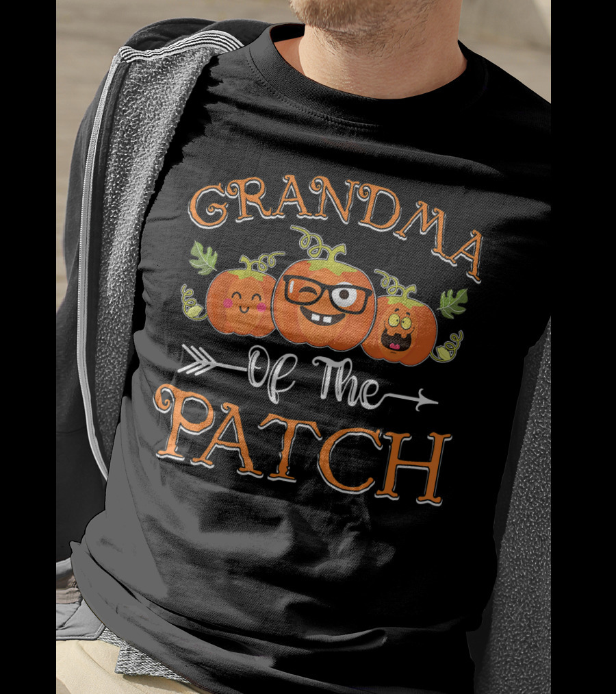 Grandma Of The Patch Cute Pumpkin Faces With Glasses And Arrow T-Shirt