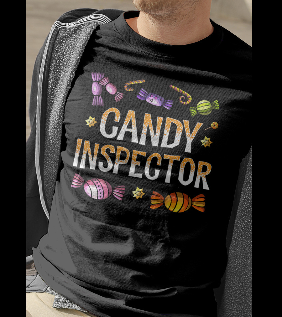 Candy Inspector Colorful Wrapped Sweets Fun Halloween T-Shirt
