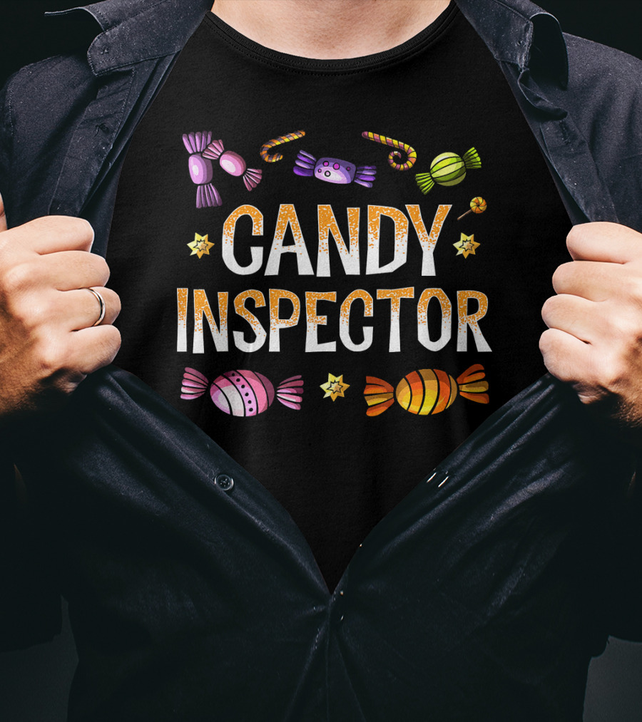 Candy Inspector Colorful Wrapped Sweets Fun Halloween T-Shirt