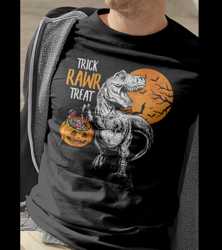 Trick Rawr Treat Dinosaur Rex Pumpkin Moon T-Shirt