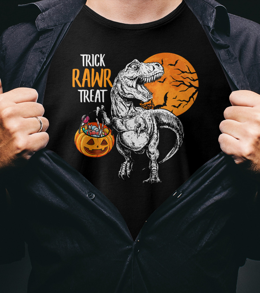 Trick Rawr Treat Dinosaur Rex Pumpkin Moon T-Shirt
