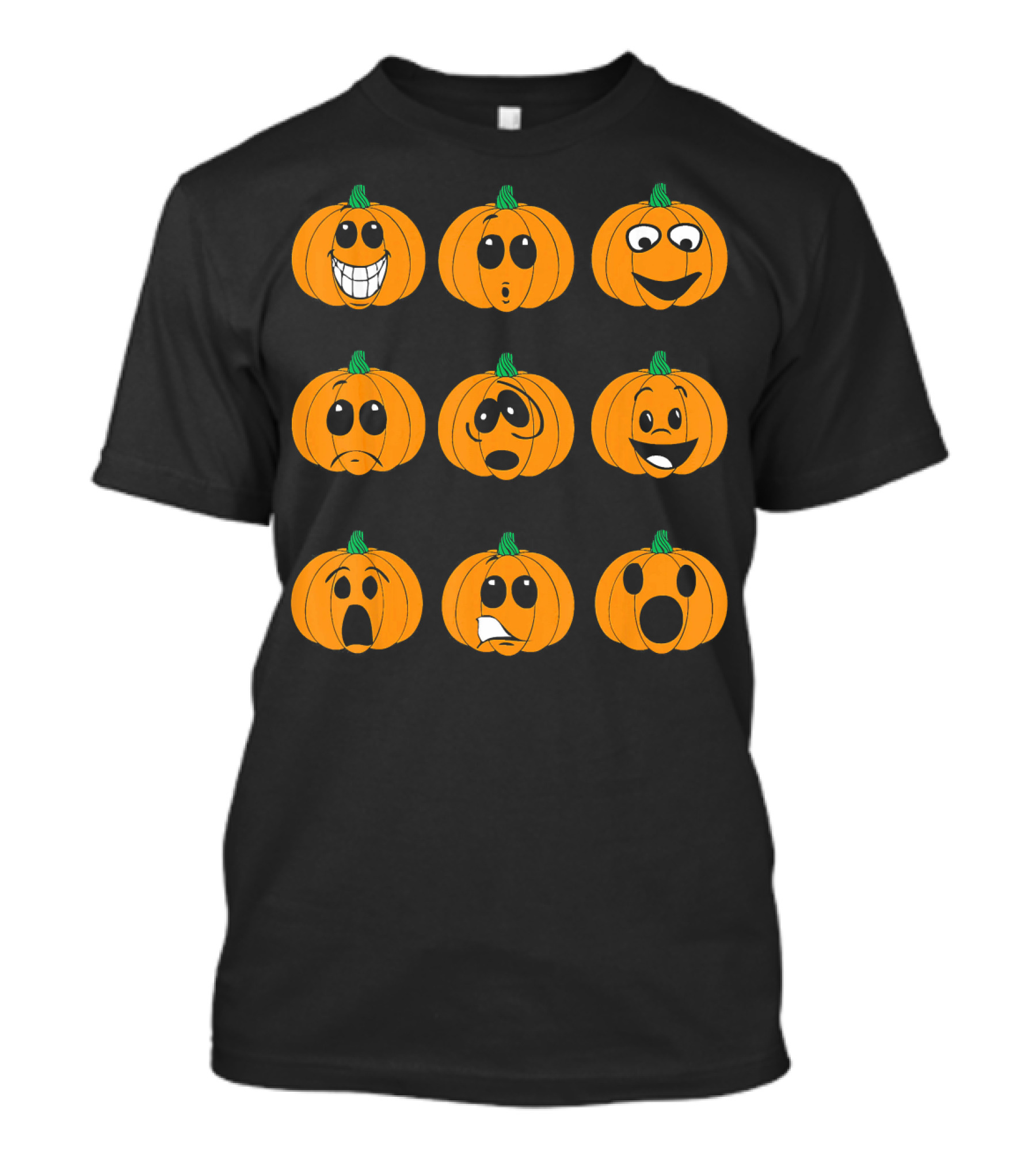 Funny Pumpkin Faces Emotions Chart Halloween T-Shirt