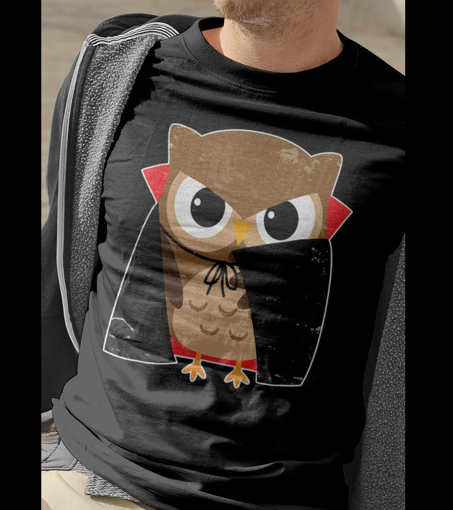 Halloween Owl Dressed As Dracula In Cape T-Shirt