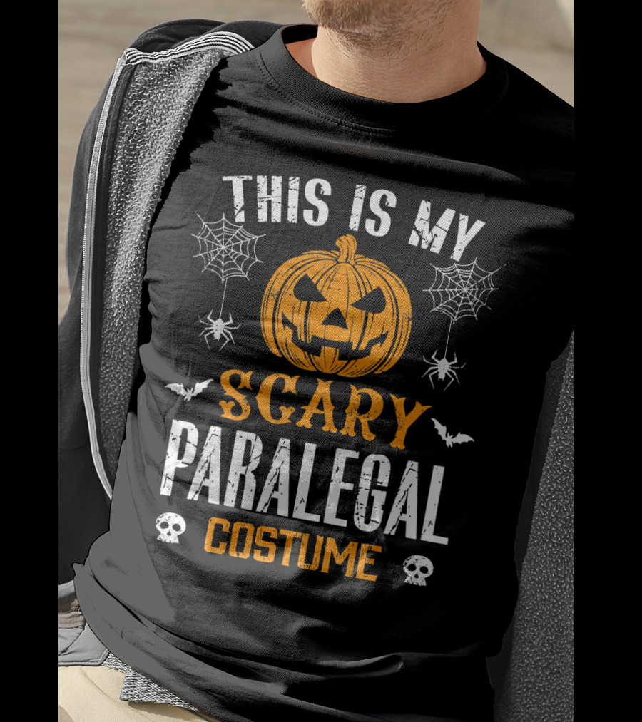 This Is My Scary Paralegal Costume Halloween Pumpkin Spiders Bats Skulls T-Shirt