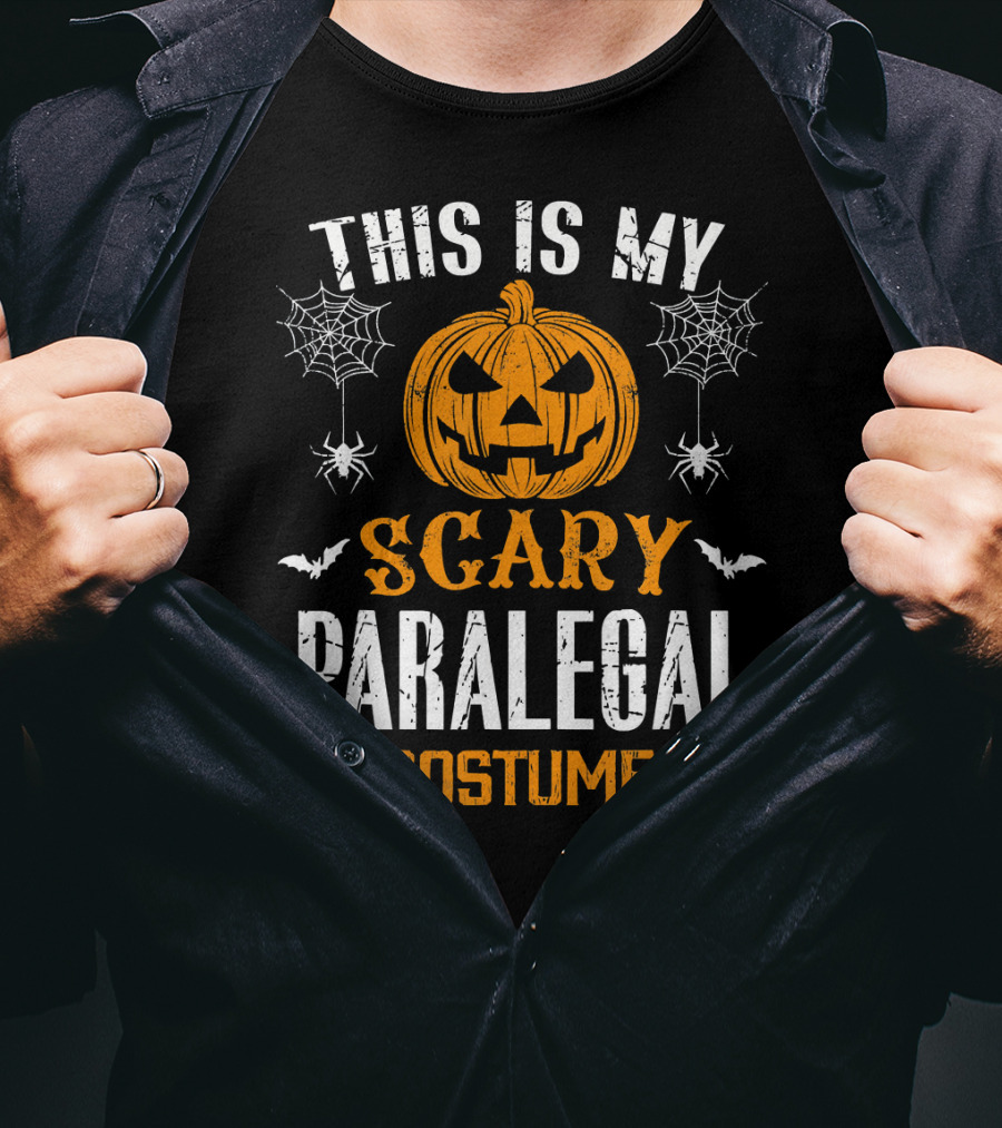 This Is My Scary Paralegal Costume Halloween Pumpkin Spiders Bats Skulls T-Shirt