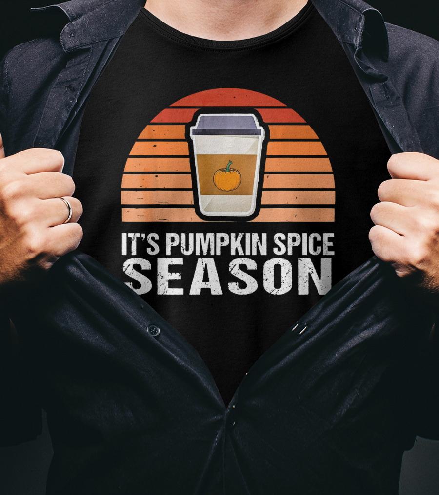 It's Pumpkin Spice Season Vintage Sunset Coffee Cup T-Shirt