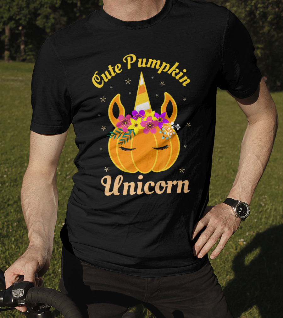 Cute Pumpkin Unicorn Kids Costume Trick Halloween Magic T-Shirt