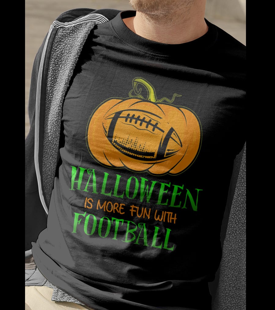 Halloween Is More Fun With Football Pumpkin T-Shirt
