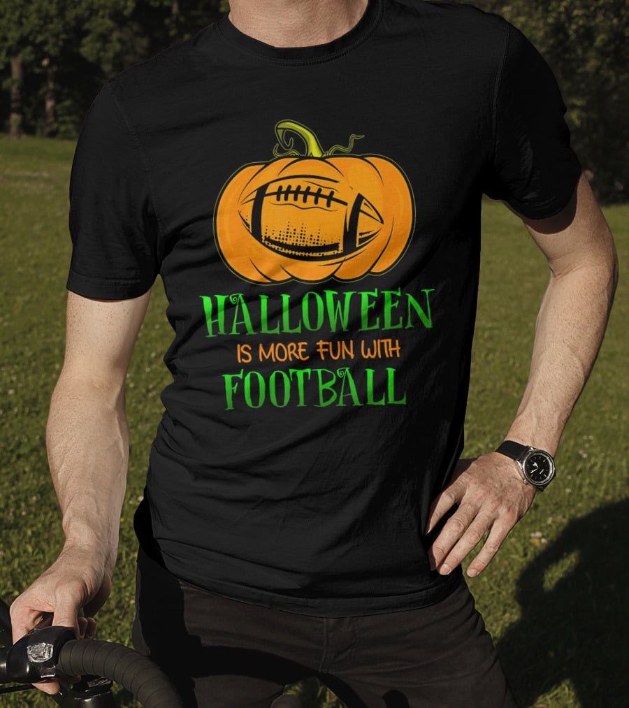 Halloween Is More Fun With Football Pumpkin T-Shirt