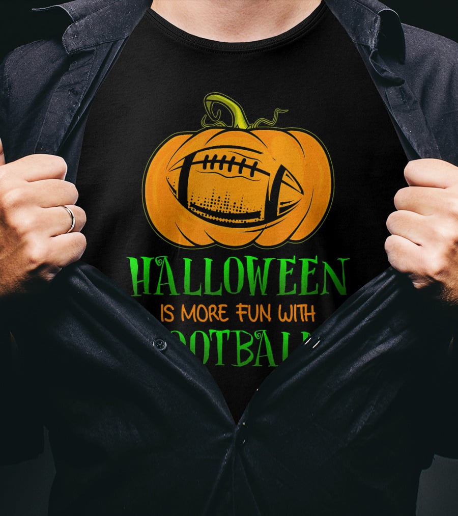 Halloween Is More Fun With Football Pumpkin T-Shirt