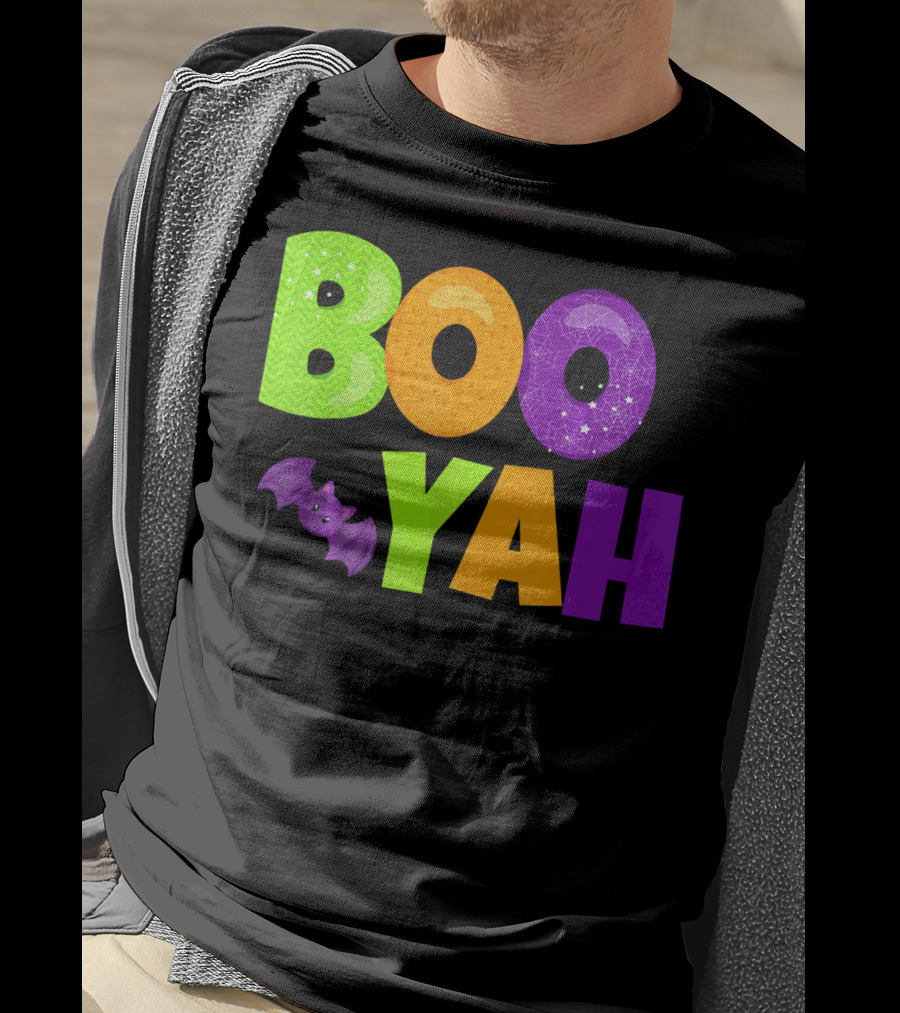 Boo Yah Halloween Bat Spooky Colors T-Shirt