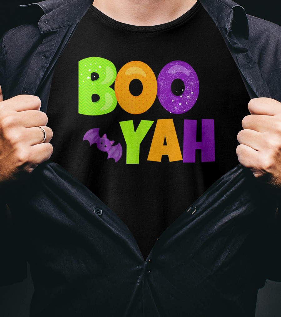 Boo Yah Halloween Bat Spooky Colors T-Shirt