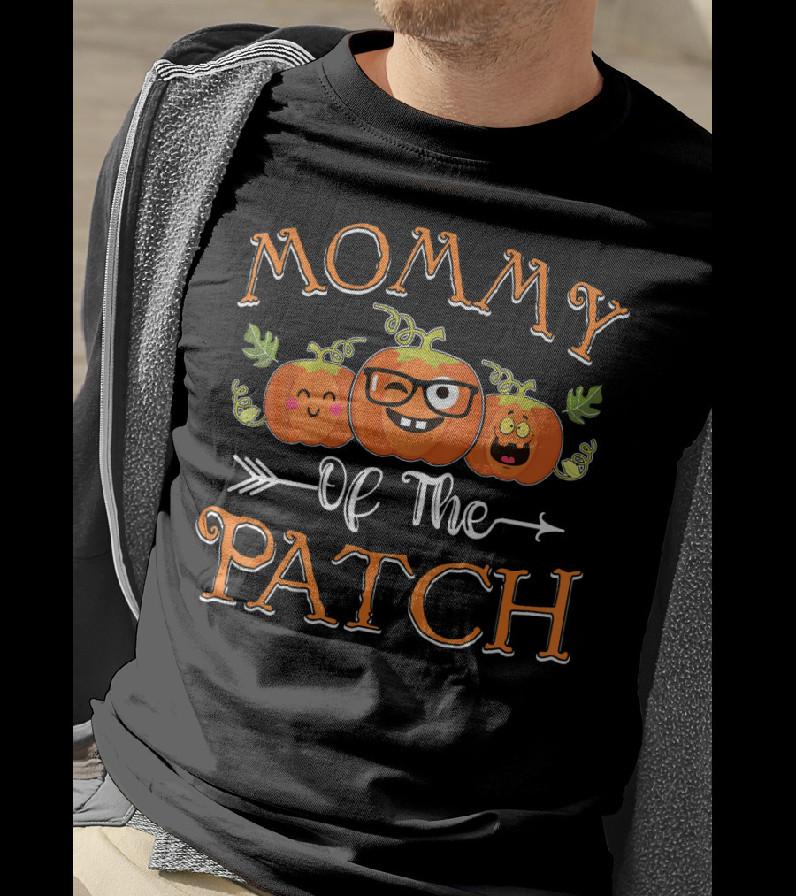 Mommy Of The Patch Pumpkin Trio With Cute Faces And Glasses T-Shirt