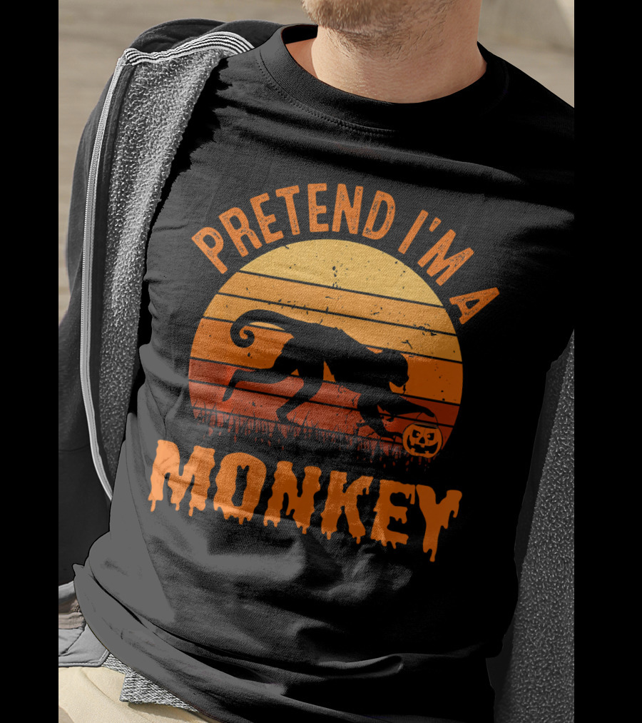 Pretend I’m A Monkey Halloween Sunset T-Shirt