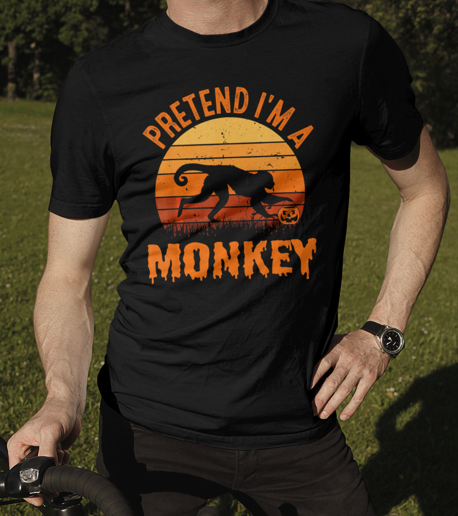 Pretend I’m A Monkey Halloween Sunset T-Shirt