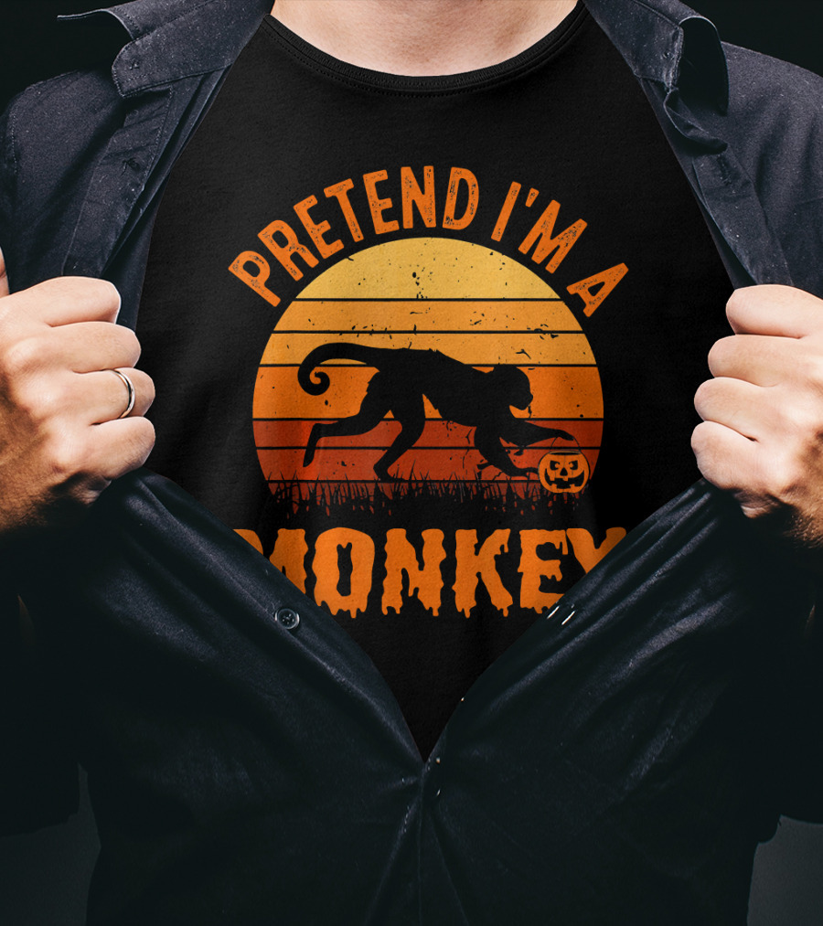 Pretend I’m A Monkey Halloween Sunset T-Shirt