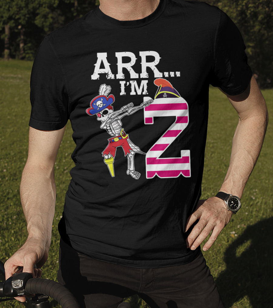 ARR Im 2 Pirate Skeleton Dab 2nd Birthday Party Kids T-Shirt