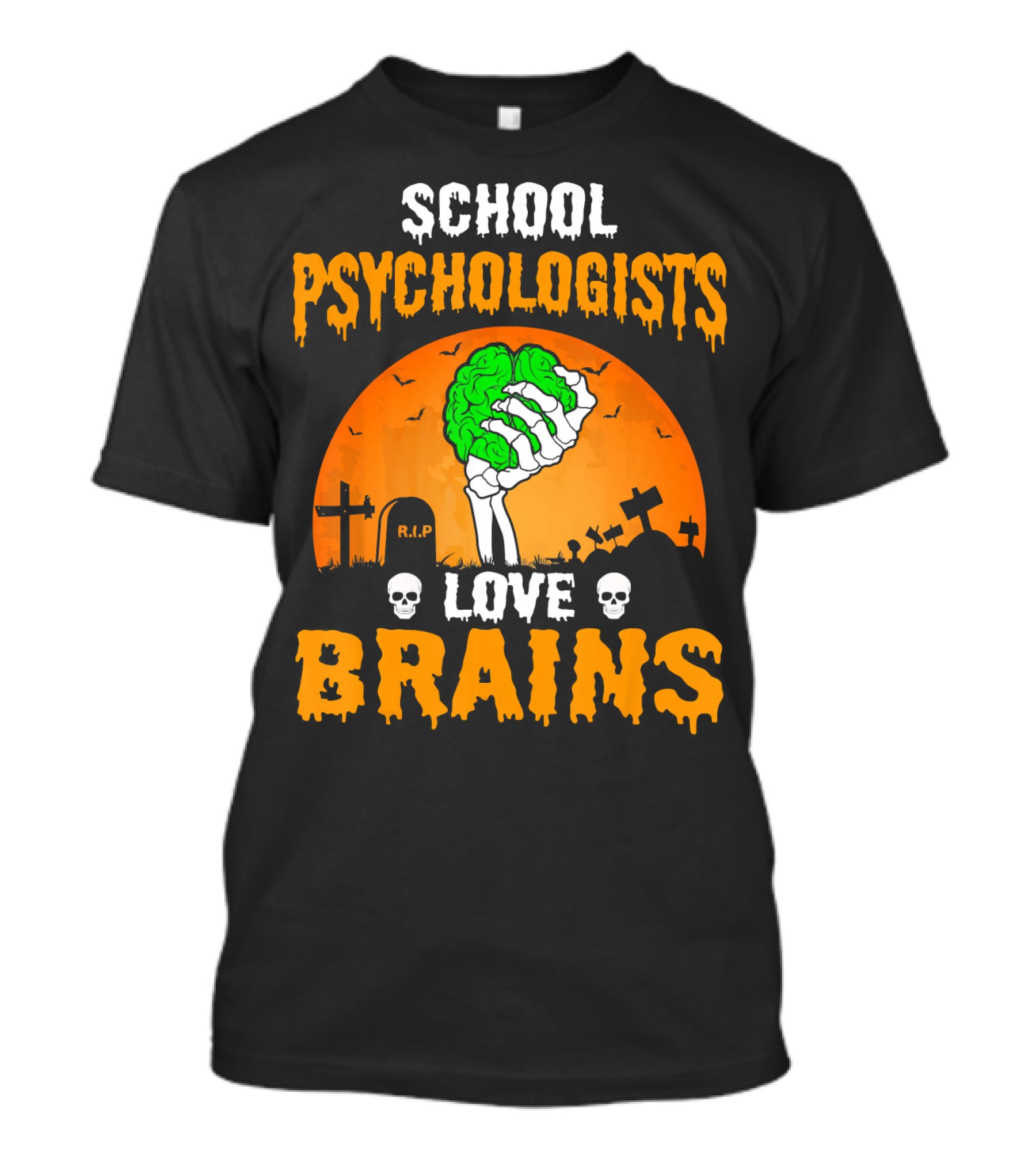 School Psychologists Love Brains Zombie Graveyard T-Shirt