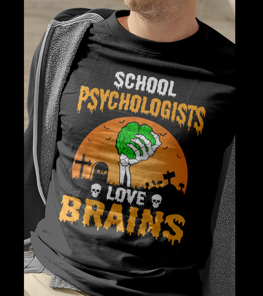 School Psychologists Love Brains Zombie Graveyard T-Shirt