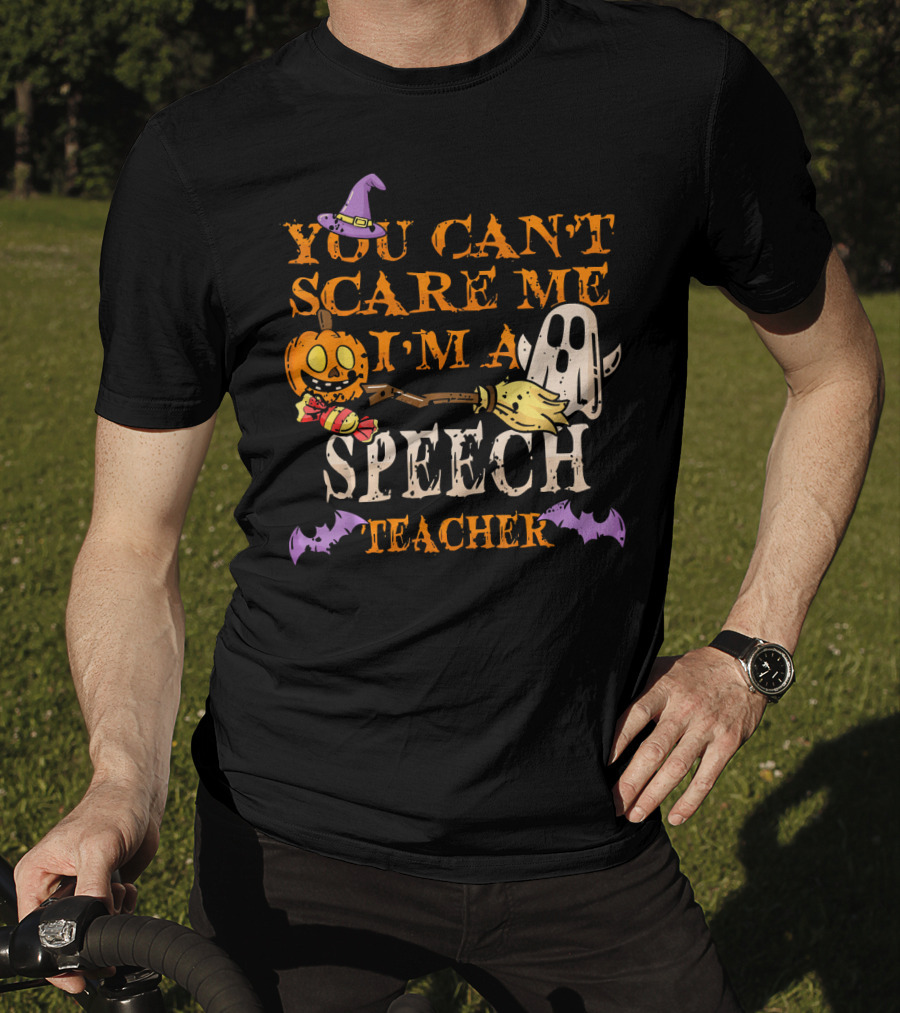 You Can't Scare Me I'm A Speech Teacher Halloween Ghost Pumpkin T-Shirt