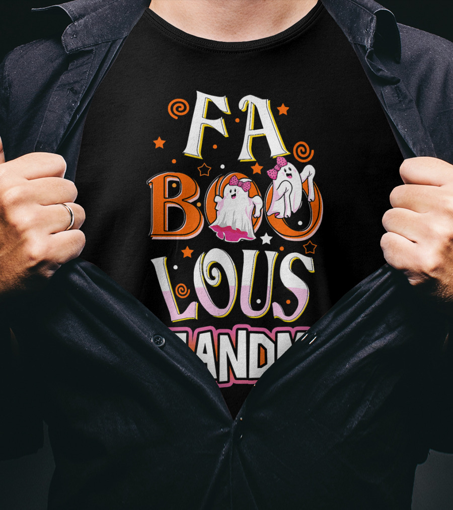 FA BOO Lous Grandma Ghosts With Bows Spirals And Stars T-Shirt
