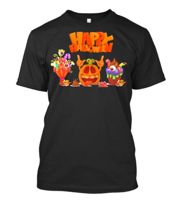 Happy Halloween Candy Pumpkin Characters T-Shirt