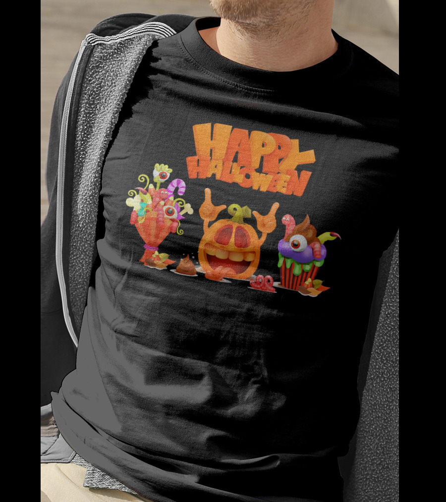 Happy Halloween Candy Pumpkin Characters T-Shirt