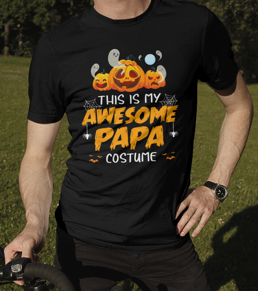 This Is My Awesome Papa Costume Funny Halloween Pumpkins Spiders Ghosts Bats T-Shirt
