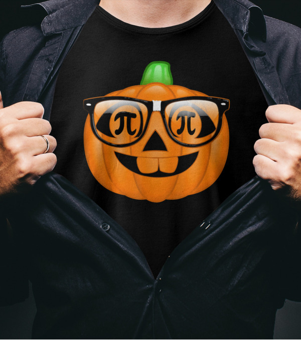 Pi Math Nerdy Pumpkin With Glasses Emoji T-Shirt