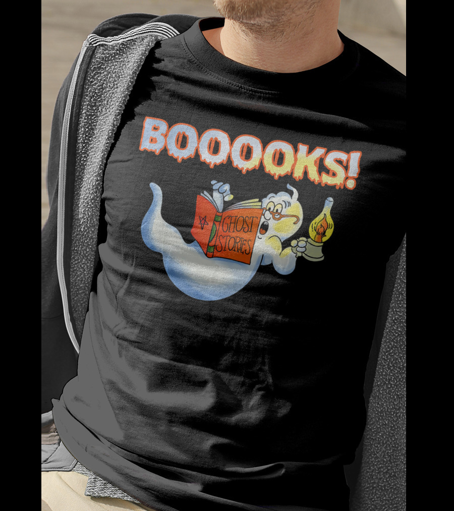 Halloween Ghost Booooks Ghost Stories Lamp Book Lover T-Shirt