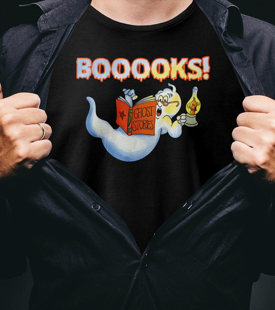 Halloween Ghost Booooks Ghost Stories Lamp Book Lover T-Shirt
