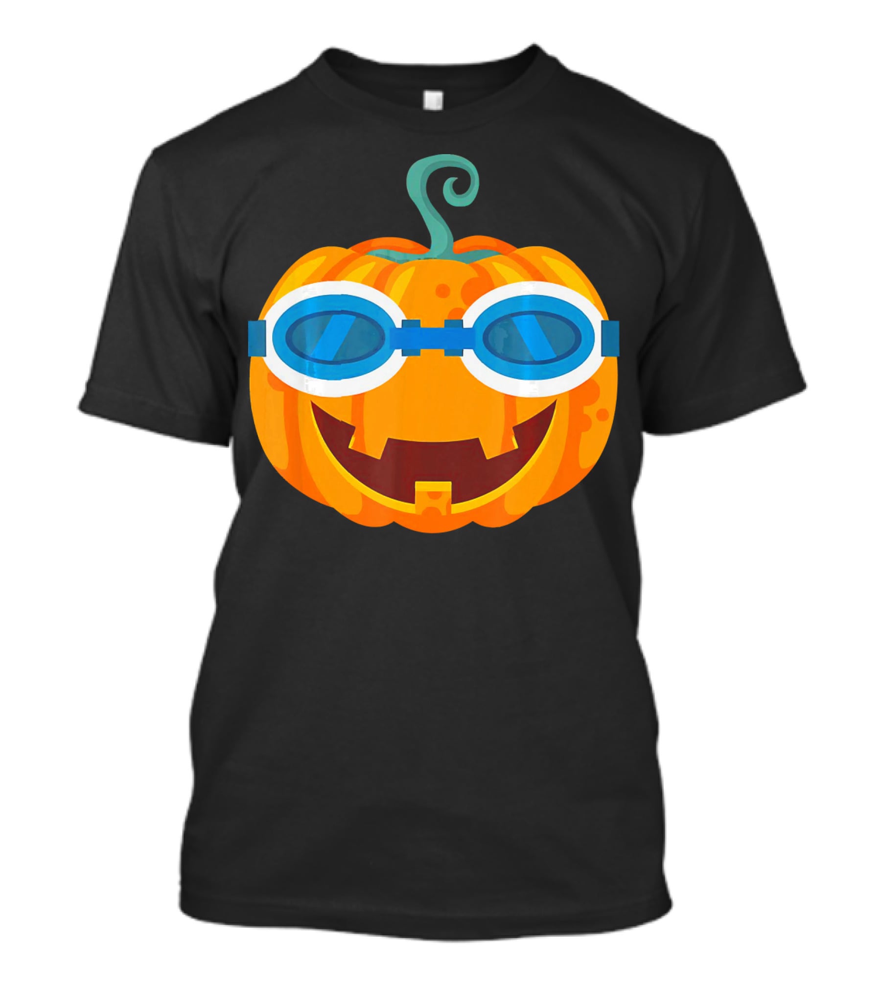Swimming Pumpkin With Goggles Funny Halloween T-Shirt