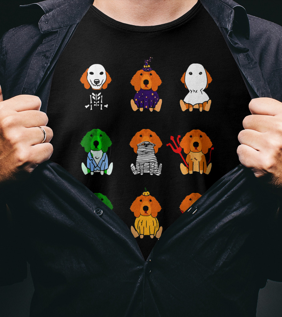 Irish Setter Halloween Costumes Skeleton Mummy Ghost Devil Pumpkin Wizard Green Monster T-Shirt