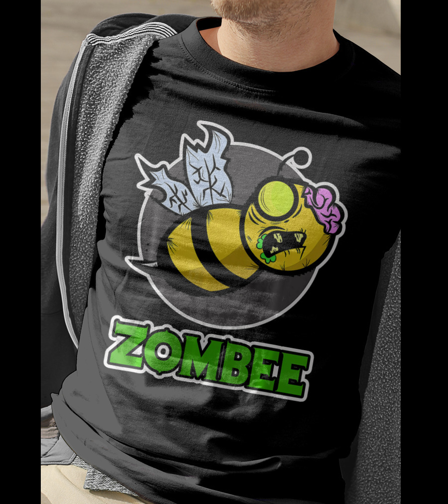 Zombee Halloween Bee With Brain And Wings T-Shirt
