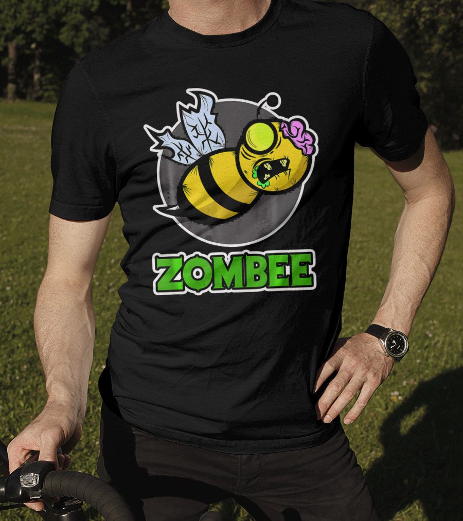 Zombee Halloween Bee With Brain And Wings T-Shirt
