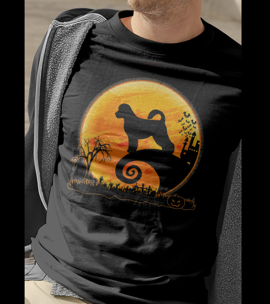 Portuguese Water Dog Moonlit Halloween Scene T-Shirt