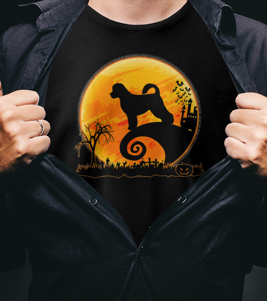 Portuguese Water Dog Moonlit Halloween Scene T-Shirt