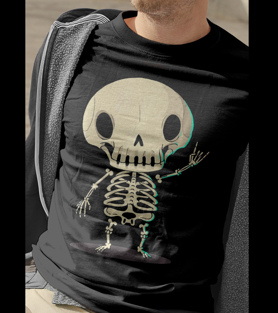 SKELETON Halloween Costume Rib Cute Skull Bones T-Shirt