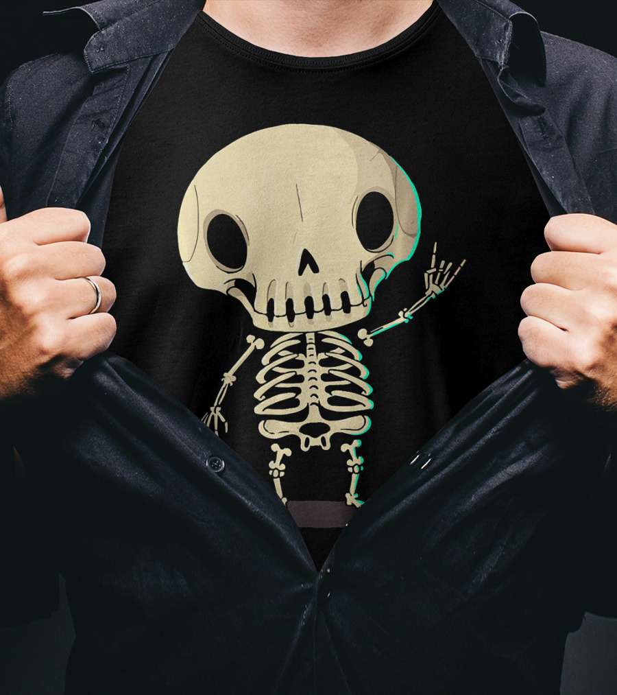 SKELETON Halloween Costume Rib Cute Skull Bones T-Shirt