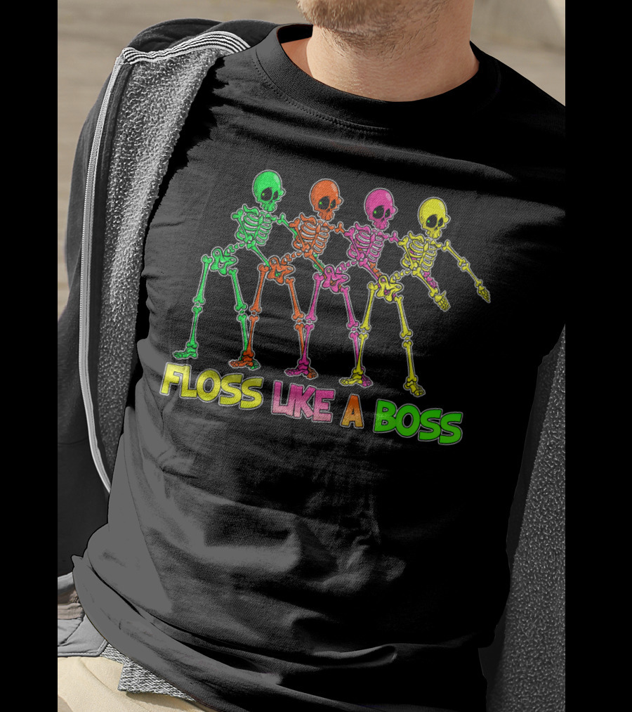 FLOSS LIKE A BOSS Colorful Flossing Skeletons T-Shirt