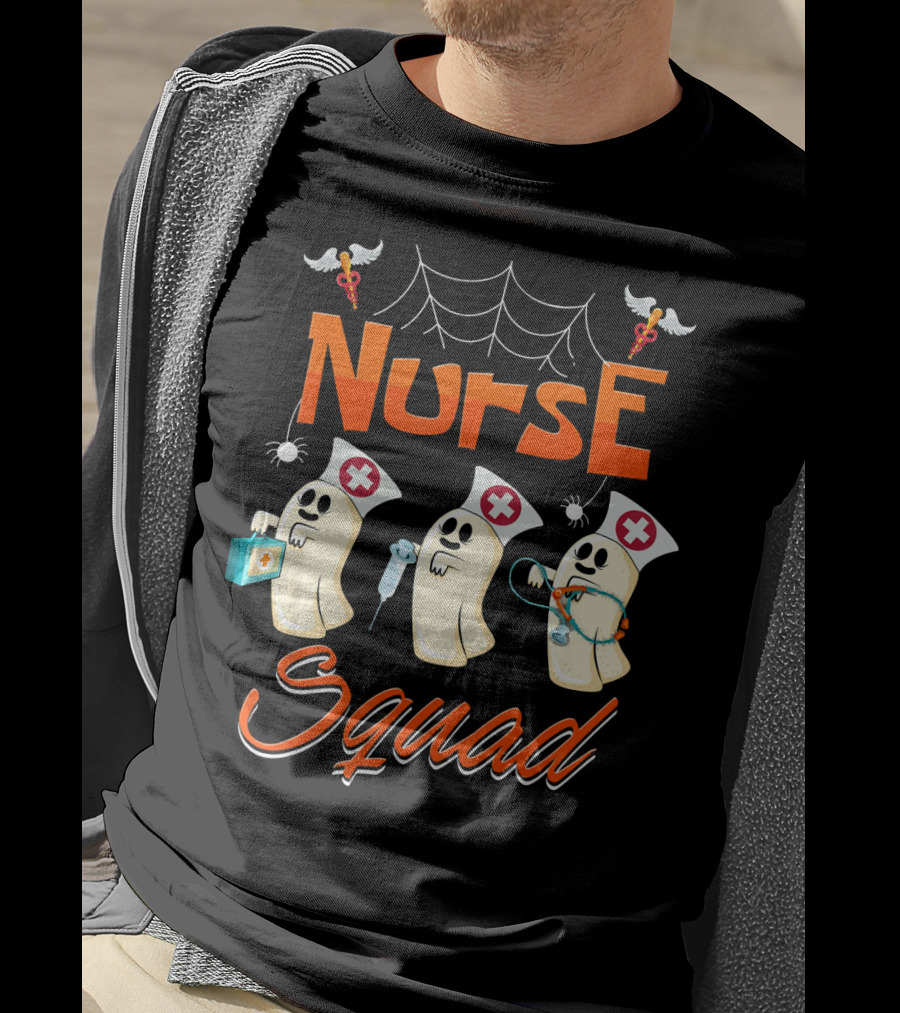 Nurse Squad Spooky Ghosts Halloween Nurse Team T-Shirt