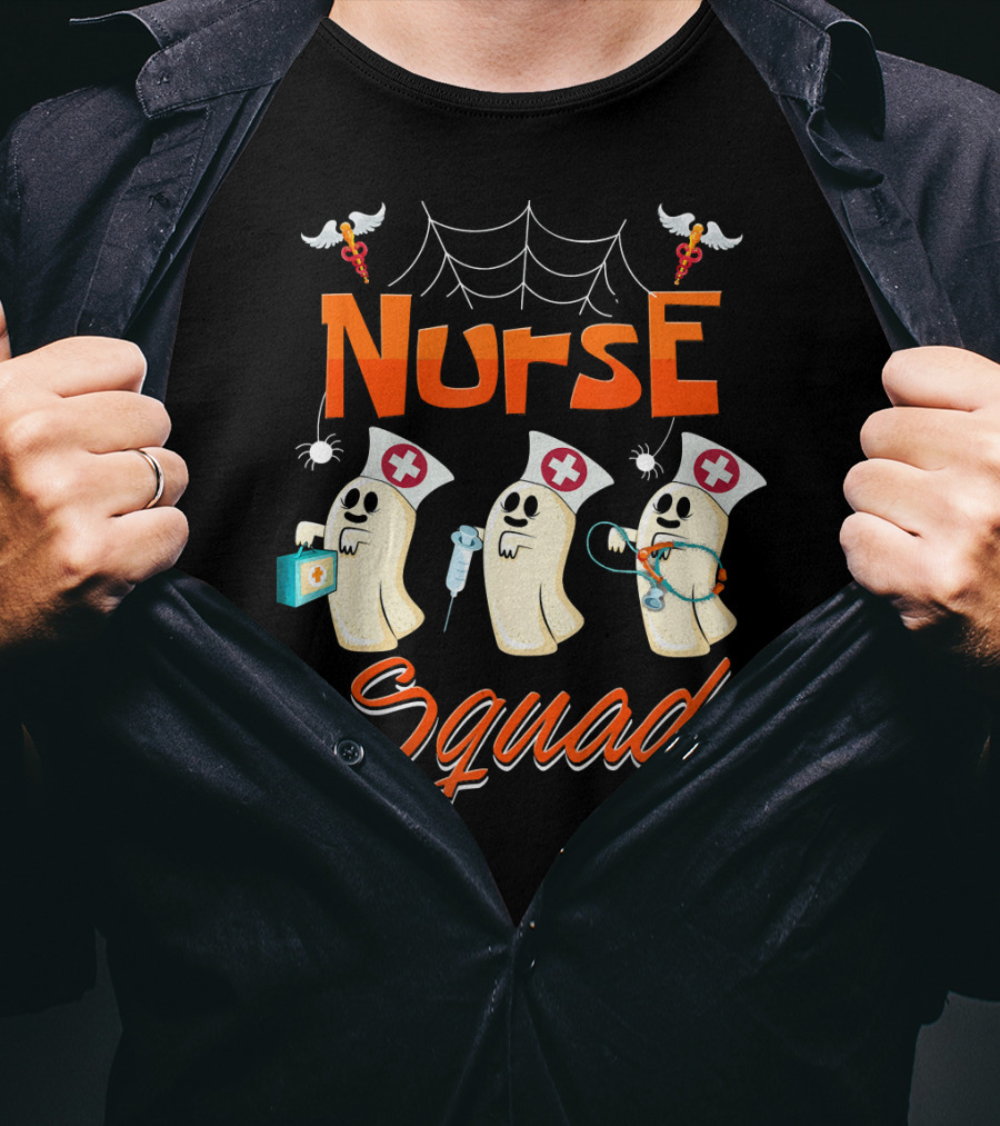 Nurse Squad Spooky Ghosts Halloween Nurse Team T-Shirt