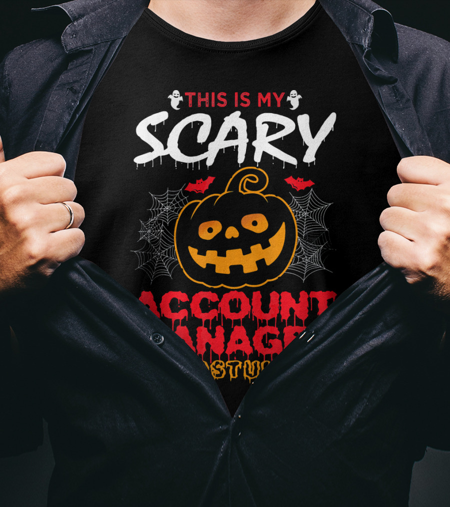 This Is My Scary Account Manager Costume With Jack-O'-Lantern Ghosts And Spiderwebs T-Shirt