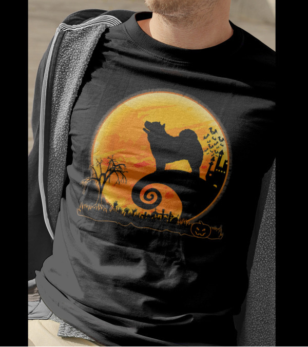 Chow Chow Dog Halloween Moon Silhouette Jack-O'-Lantern T-Shirt
