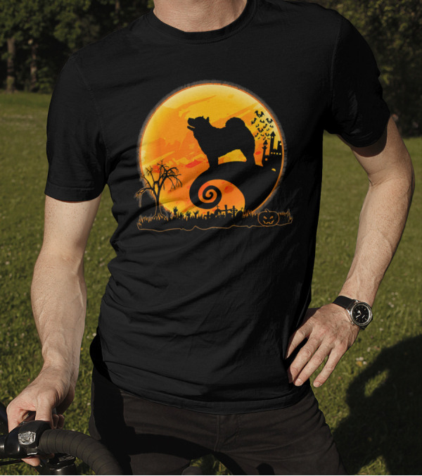 Chow Chow Dog Halloween Moon Silhouette Jack-O'-Lantern T-Shirt