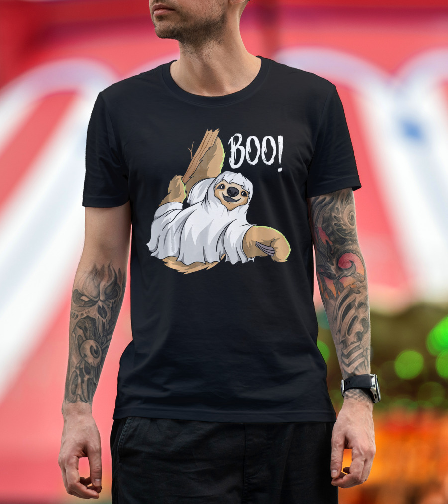 Boo Hanging Sloth Ghost Costume Funny Sloth T-Shirt