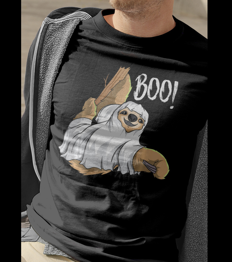 Boo Hanging Sloth Ghost Costume Funny Sloth T-Shirt