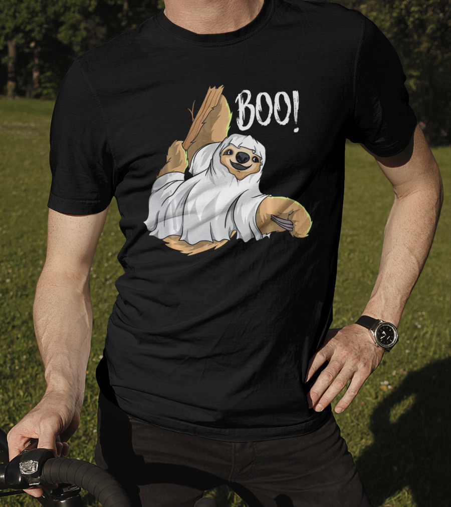 Boo Hanging Sloth Ghost Costume Funny Sloth T-Shirt