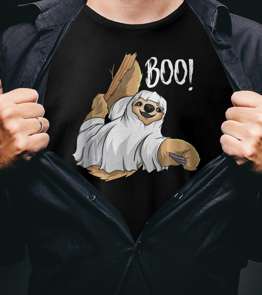 Boo Hanging Sloth Ghost Costume Funny Sloth T-Shirt